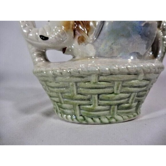 Vintage Lusterware Glaze Elephant Basket Mid-Century Porcelain #1906 Brazil - Picture 7 of 9